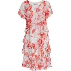 Gina Bacconi Elivia Floral Chiffon Tier Dress