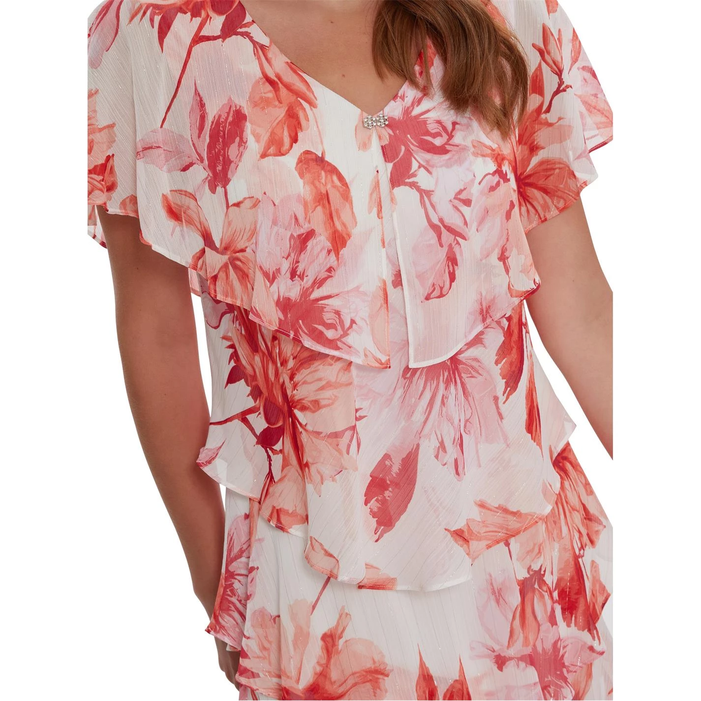 Gina Bacconi Elivia Floral Chiffon Tier Dress 4 Gina Bacconi Elivia Floral Chiffon Tier Dress - Image 4