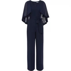 Gina Bacconi Lydia Crepe And Chiffon Jumpsuit