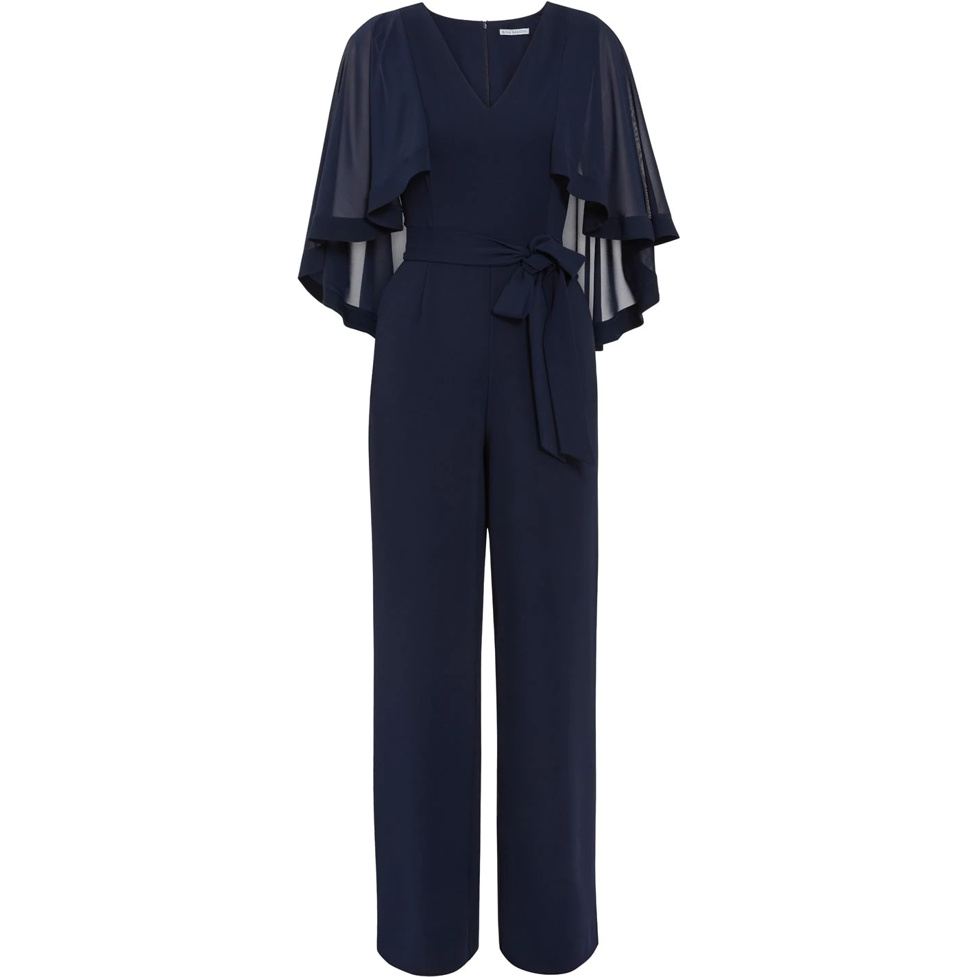 Gina Bacconi Lydia Crepe And Chiffon Jumpsuit 1 Gina Bacconi Lydia Crepe And Chiffon Jumpsuit