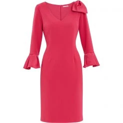 Gina Bacconi Caliana Crepe And Satin Bow Dress