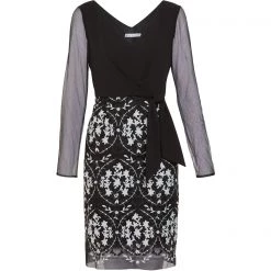 Gina Bacconi Cristela Crepe And Embroidered Dress