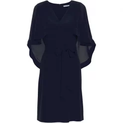 Gina Bacconi Chestina Moss Crepe Dress With Cape