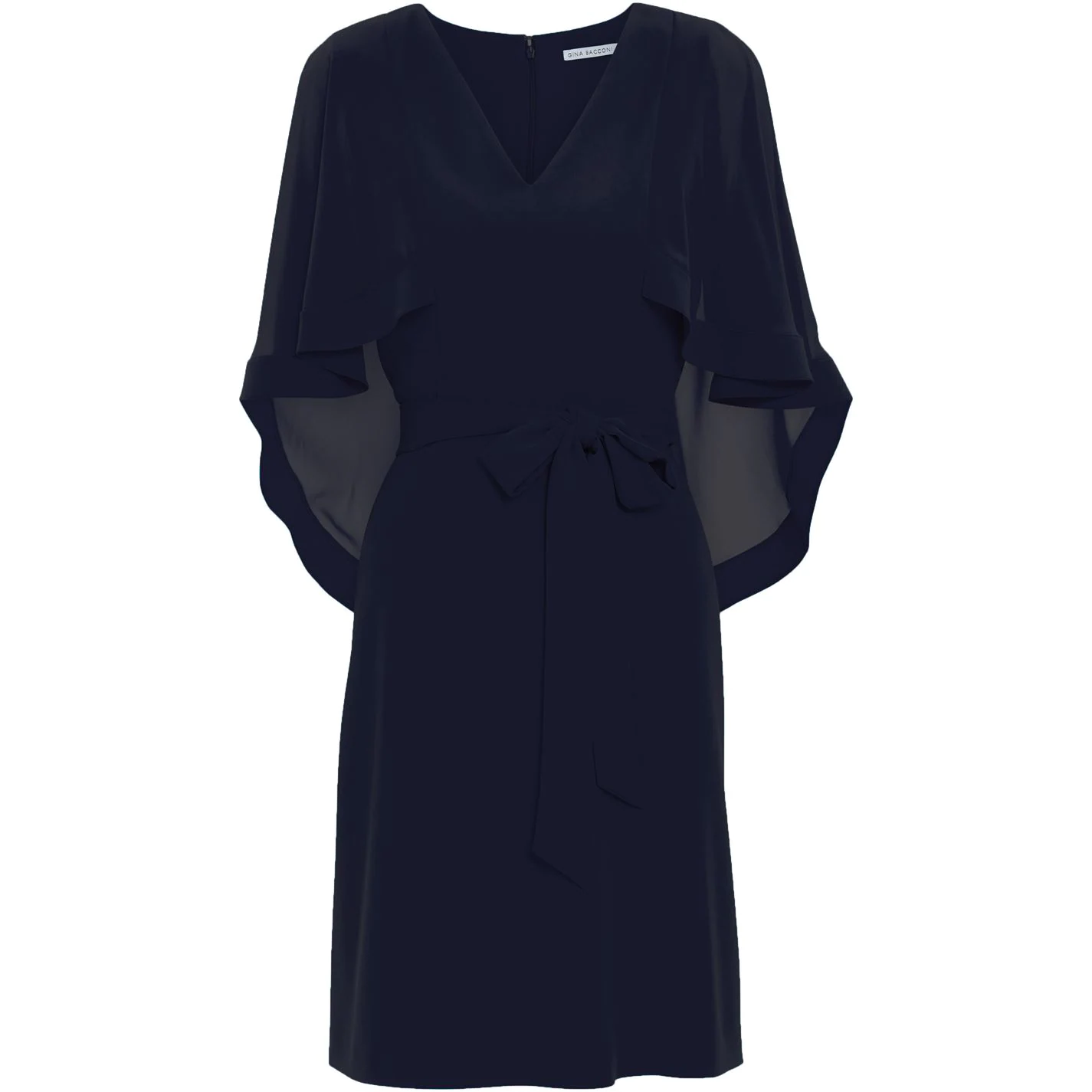 Gina Bacconi Chestina Moss Crepe Dress With Cape 1 Gina Bacconi Chestina Moss Crepe Dress With Cape