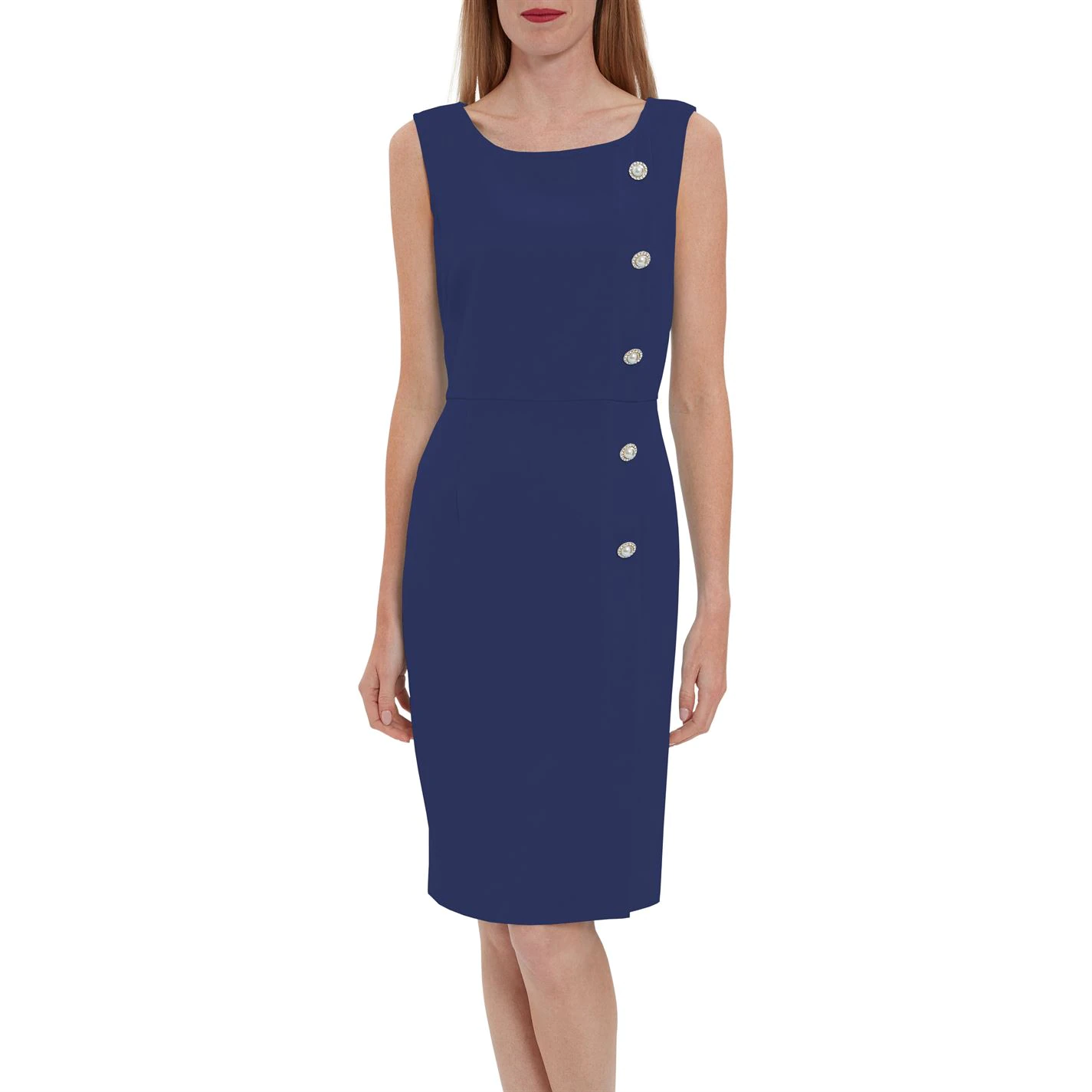 Gina Bacconi Mykia Front Button Moss Crepe Dress 2 Gina Bacconi Mykia Front Button Moss Crepe Dress - Image 2