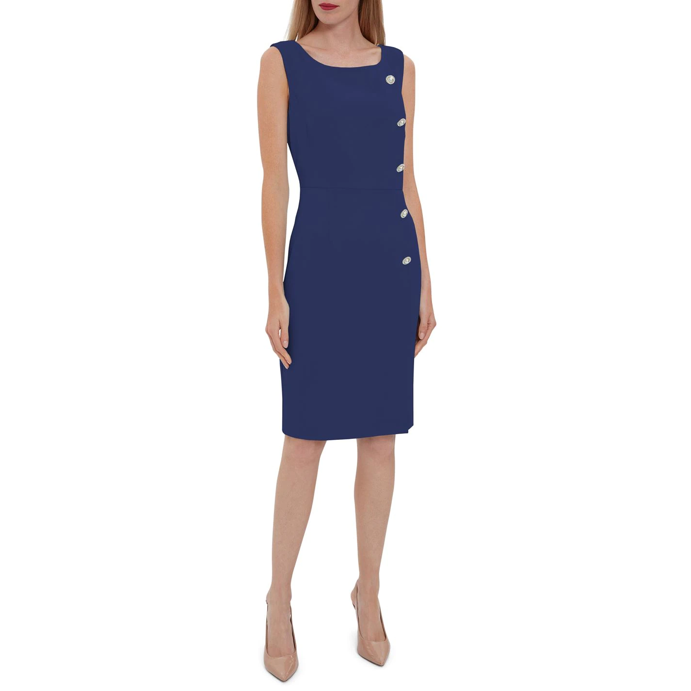 Gina Bacconi Mykia Front Button Moss Crepe Dress 5 Gina Bacconi Mykia Front Button Moss Crepe Dress - Image 5